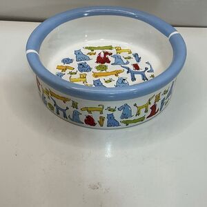 Signature Housewares Dog Bowl 6.25” Blue Dog Town Pet Dish 2007